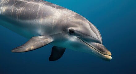 Obraz premium A close up view of a dolphin swimming underwater in a clear blue ocean environment wildlife marine life