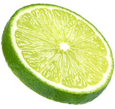 Fresh green lime slice isolated on transparent background