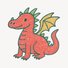 Obraz premium Cute crayon dragon illustration