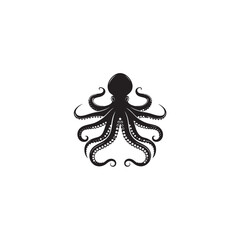 Fototapeta premium black silhouette vector of an octopus. Octopus black vector.
