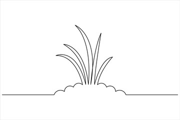 Continuous line meadow grass with floral element minimalist botanical vector illustration