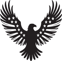 Obraz premium Patriotic Eagle Silhouette Vector with Spread Wings and Flag Motif