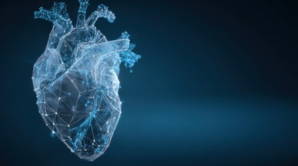 digital heart plexus glowing blue