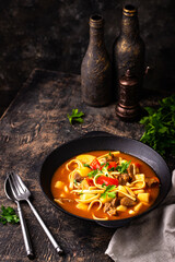Lagman with beef and vegetables