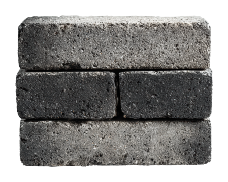 Building materials stacked concrete blocks industrial isolated on transparent background