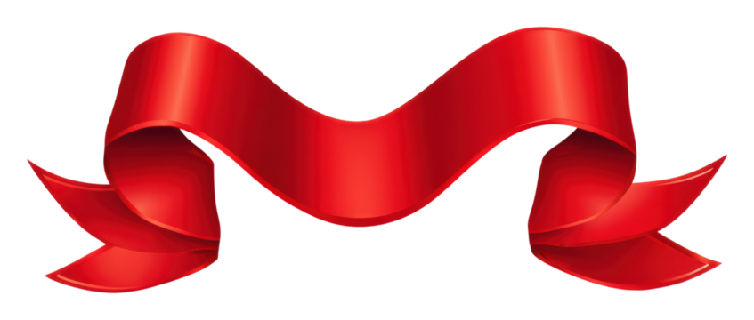 Celebratory red ribbon unveiling event hall graphic design festive isolated on transparent background