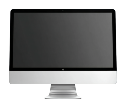 Sleek home office modern desktop computer setup in minimalist style isolated on transparent background