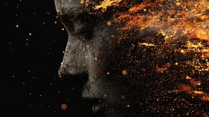 fiery face abstract art portrait