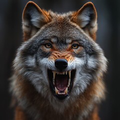 Obraz premium Close-up of snarling coyote.