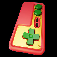 Retro gamepad joystick game controller. 3d render on black background.