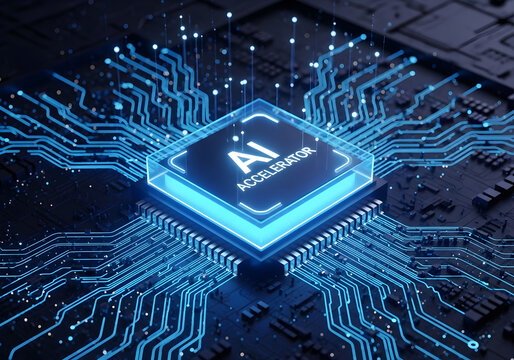 Ai accelerator chip technology concept for machine learning and deep learning applications design