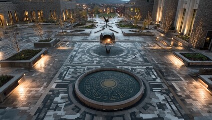 Obraz premium Modern plaza at night, intricate design