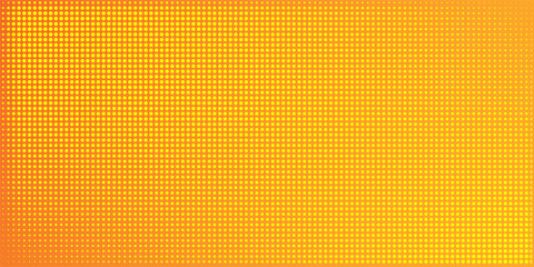 Yellow halftone pattern. Retro comic gradient background. Bright orange pixelated dotted texture overlay.