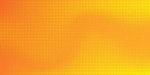 Yellow halftone pattern. Retro comic gradient background. Bright orange pixelated dotted texture overlay.