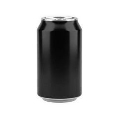 Plain black aluminum soda can isolated on transparent background, perfect for beverage branding and product mockups