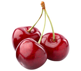 Fresh Red Cherry Isolated on White Background