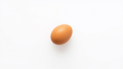 Single Brown Egg Isolated on Plain White Background