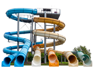 Front View of Multi-Tube Water Slide Structure, Transparent PNG