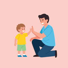 Father or Doctor Giving a High Five to a Happy Little Boy.