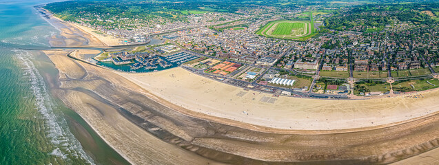 Aerial sunset view of Deauville and Trouville France