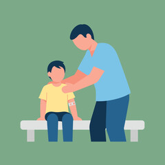 Male Doctor Examining a Young Boy's Back in a Clinic