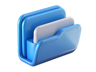Blue folder holding documents, isolated on transparent background