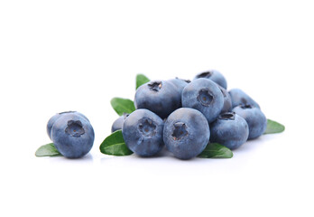 Sweet blueberries with leaves