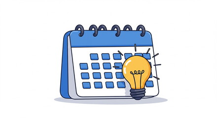 Calendar with Light Bulb: Idea Planning and Scheduling Concept