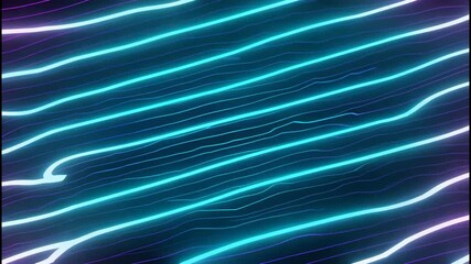 Abstract neon wavy lines animation in cyan and magenta on a dark background perfect for modern creative designs - Powered by Adobe
