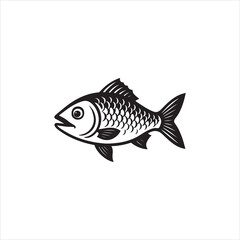 Black and white illustration of a fish
