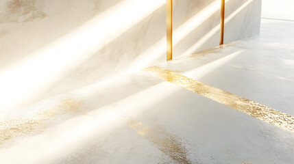 un fondo claro con lineas doradas y entrada de luz exterior diseño con espacio de copia moderno hermoso y abstracto