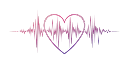 Heartbeat pulse in heart shape isolated on transparent background