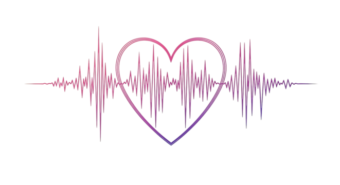 Heartbeat pulse in heart shape isolated on transparent background
