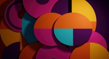 Abstract geometric background with colorful circles and overlapping shapes, creating a modern and artistic design for creative illustrations and decorative patterns
