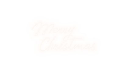 Merry Christmas handwritten neon text. White glowing calligraphy self-drawing on a black background. Festive holiday graphic element with alpha channel for easy integration. 4K.