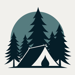 Obraz premium Vintage Summer Camping Logo Design