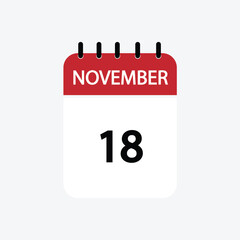 Fototapeta premium 18 november calendar november calendar vector illustration