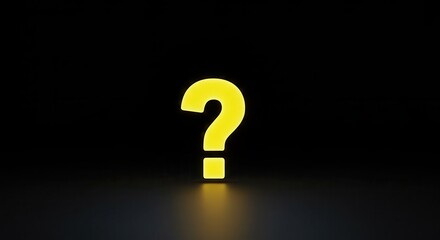 Yellow question mark on black background representing uncertainty, doubt, and the search for answers, solutions, and knowledge in business and education