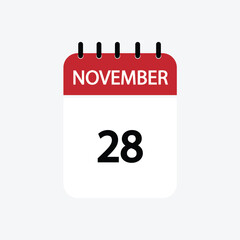 28 november calendar november calendar vector illustration