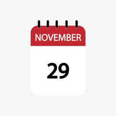 29 november calendar november calendar vector illustration