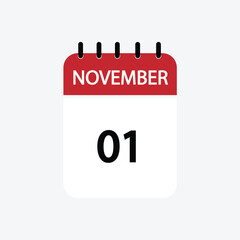 1 november calendar november calendar vector illustration