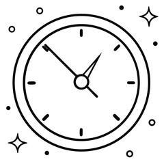 Midnight Timepiece Outline Vector