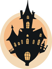 Haunted House Hot Air Balloon Illustration