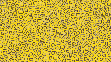 Texture with hand-drawn blue shapes on a vibrant yellow background. Seamless loop video ideal for creative projects, presentations, and dynamic graphic design backgrounds.