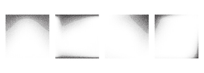 Obraz premium Set of noise grainy frames. square shading borders, backgrounds, stipple dotted sand effect, abstract dot work gradient pattern. Retro vintage textures for banner, poster.