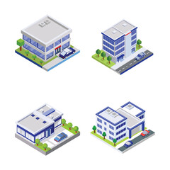 Fototapeta premium 4 icon set of building eps