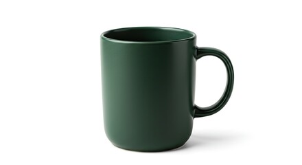 Elegant Matte Green Mug Isolated on White Background, Studio Lighting