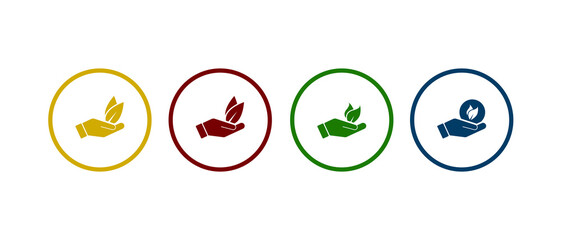 leaf on the hand icon vector illustration. leaf on the hand icon in different color design.