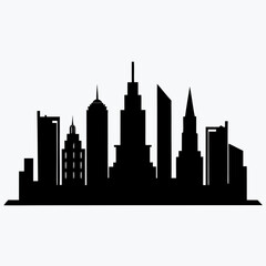 Fototapeta premium Black city skyline silhouette modern buildings vector