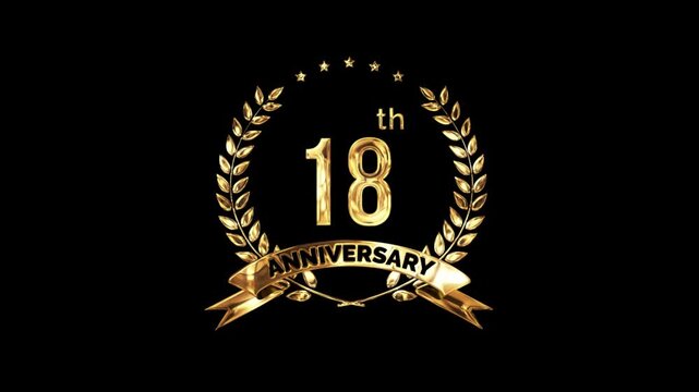 18th Anniversary Celebration. Golden 18 Year Anniversary Animation
